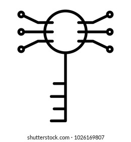 Electronic Key Line Icon.  96x96 for Web Graphics and Apps.  Simple Minimal Pictogram. Vector