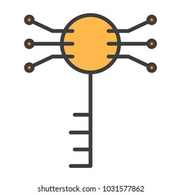 Electronic Key Line Icon.  96x96 for Web Graphics and Apps.  Simple Minimal Pictogram. Vector