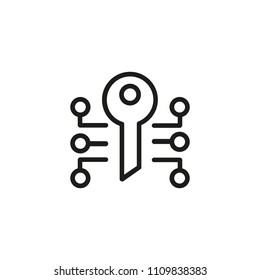 Electronic key line icon. Privacy, access, password. Data protection concept. Vector illustration can be used for topics like private information, network, technology