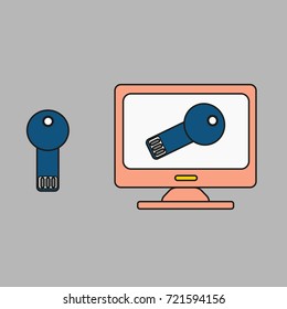 Electronic key on a white background illustration
