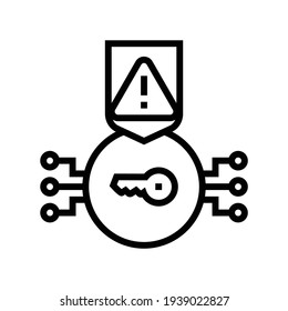 electronic key for protect digital information line icon vector. electronic key for protect digital information sign. isolated contour symbol black illustration