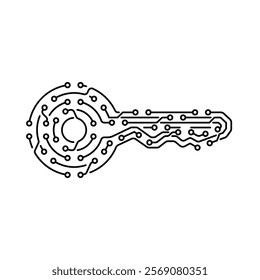 Electronic Key Shape Illustrating Cybersecurity, Data Protection, and Access Control in Modern Technology