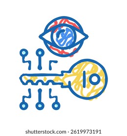electronic key vision doodle icon sketch vector. electronic key vision sign. isolated symbol illustration
