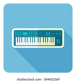 Electronic keyboard disc icon. Flat design. Vector illustration.