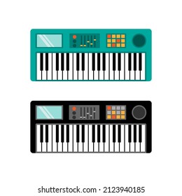 Electronic keyboard. Musical instrument. Retro synthesizer.