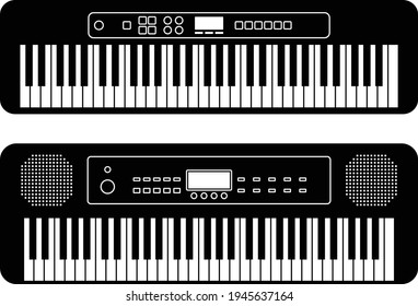 Electronic keyboard. Musical instruments. Silhouette vector