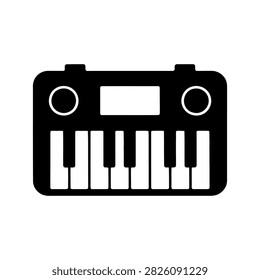 Electronic Keyboard Piano Icon, Digital Musical Instrument and Synthesizer Vector