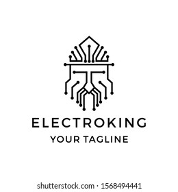 Electronic king technology logo inspiration vector icon illustration