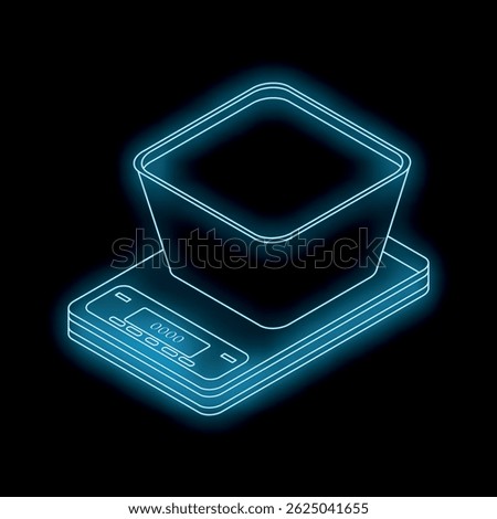 Electronic kitchen scale with a minimalist neon icon design on a black background