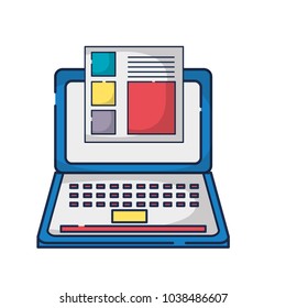 electronic laptop with business document information
