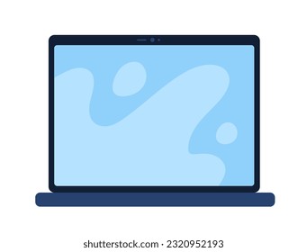 Electronic laptop sticker concept. Portable computer or pc for work and gaming. Electronics store and shop. Template, layout and mock up. Cartoon flat vector illustration isolated on white background