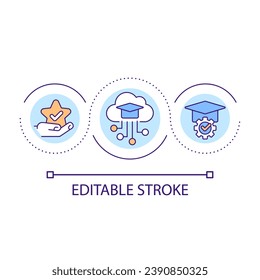 Electronic learning loop concept icon. Digital platform for education. Cloud storage abstract idea thin line illustration. Isolated outline drawing. Editable stroke