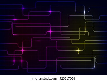 electronic line vector with colorful light on background concept