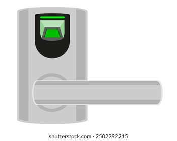 electronic lock with handle knob and electric drive flat style vector illustration isolated on white background