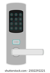 electronic lock with handle knob and electric drive flat style vector illustration isolated on white background