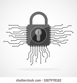 Electronic lock icon in flat design. Vector illustration. Information security concept, isolated on light background