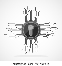 Electronic lock icon in flat design. Vector illustration. Information security concept, isolated on light background