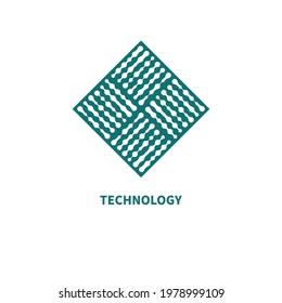 Elektronischer Logo-Chip. Symbol für digitale vernetzte Formen Modernes Wissenschaftssymbol.