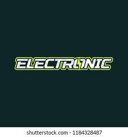 Electronic logo design. Electric lightning energy logotype. Vector emblem