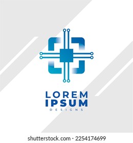 Diseño de logotipos electrónicos con colores degradados, Logotipo con conceptos tecnológicos futuros.
