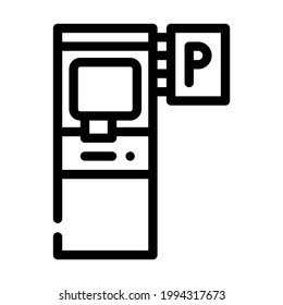 electronic machine for buy ticket of parking line icon vector. electronic machine for buy ticket of parking sign. isolated contour symbol black illustration