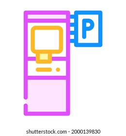 electronic machine for buy ticket of parking color icon vector. electronic machine for buy ticket of parking sign. isolated symbol illustration