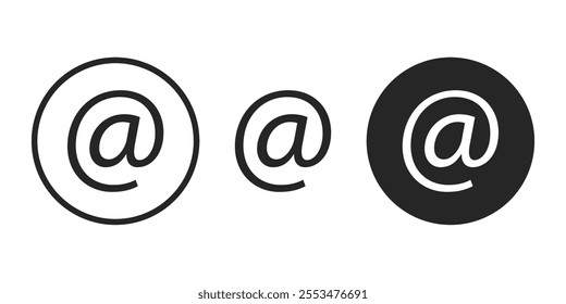 Electronic mail address message outlined and filled in a circle illustration. Vector icons in flat style