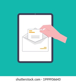 Electronic mail concept illustration 
This illustration uses a flat line style.Each element in the design is an vector layer.