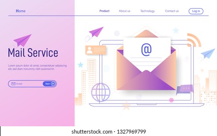 Electronic Mail Or Email Services Modern Flat Design Concept, Online Subscribe And Received Newsletter Through Smartphone And Laptop Vector