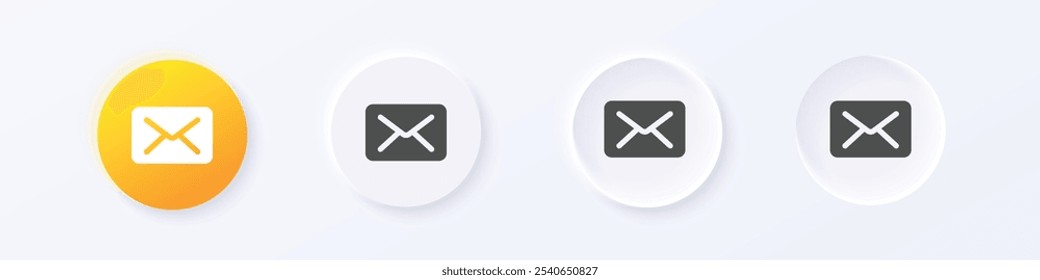 Electronic mail icon. Neumorphism round style button design vector