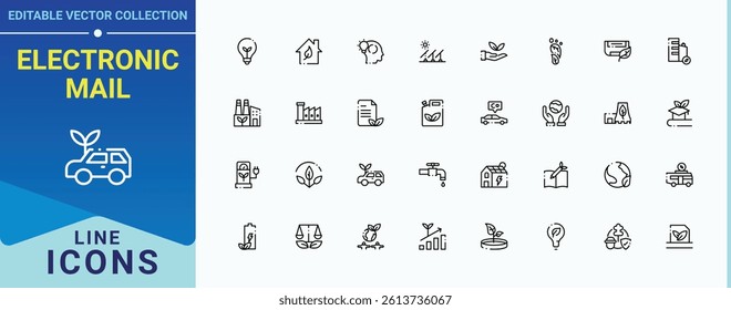 Electronic Mail icon set. Contains such symbols as email, newsletter, mail, e-mail, paper, letter and more. E-Mail And Letter icon set. Vector collections.