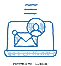 electronic mail for identity sketch icon vector. Hand drawn blue doodle line art electronic mail for identity sign. isolated symbol illustration