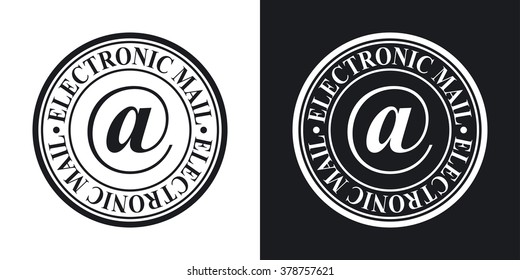 Electronic mail stamp icon, vector. Two-tone version on black and white background