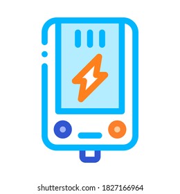 Electronic Main Block Heating System Vector Icon Thin Line. Cool And Humidity, Airing, Ionisation And Heating Illustration