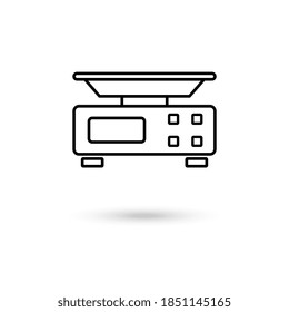 Elektronische Marktskala. Skalieren Sie das Symbol in einer Wohnung. Symbol für Lebensmittelskala. Symbol für die Waage. Supermarktgeräte. Einzeln auf weißem Hintergrund. Vektorgrafik.