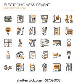 Electronic Measurement Elements , Thin Line and Pixel Perfect Icons
