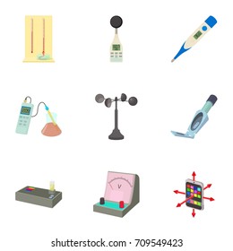 Electronic measuring device icons set. Cartoon set of 9 electronic measuring device vector icons for web isolated on white background