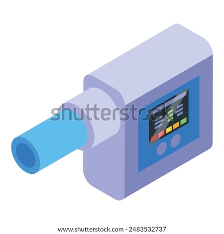 Electronic medical spirometer measuring lung function and capacity, isometric icon