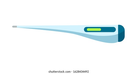 Electronic medical thermometer device isolated on white. Digital instrument for measuring and controlling human body temperature. Flat cartoon healthcare object design. Vector illustration