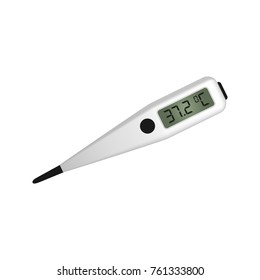 Electronic medical thermometer. Digital device for measuring the temperature of the human body. White background. Vector illustration.