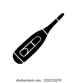 Electronic medical thermometer silhouette vector illustration. Isolated on white background