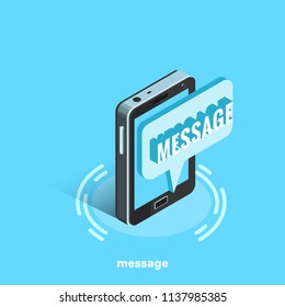 electronic messages and letters on the smartphone, isometric image