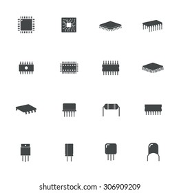 electronic microchip components icons