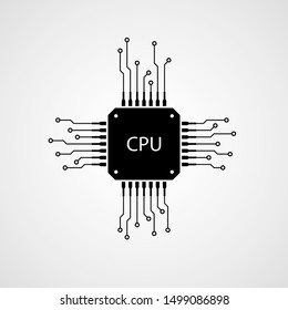 Electronic Microchip, Cpu Icon. Vector