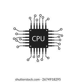Electronic microchip, cpu icon, Vector illustration