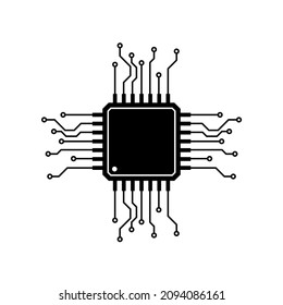 Electronic microchip icon in modern style, cpu icon on white background. Vector
