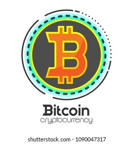 Electronic money concept. Cryptocurrency. Bitcoin symbol. Vector illustration
