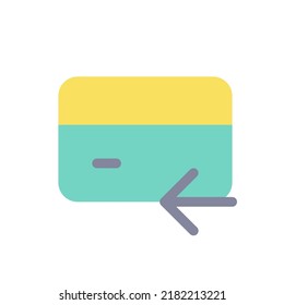 Icono Ui de reembolso de dinero electrónico a color plano. Operaciones con tarjeta de pago. Banca y finanzas. Elemento simple relleno para la aplicación móvil. Pictograma sólido colorido. Ilustración RGB aislada por vectores