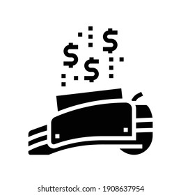 transferencia electrónica de dinero pos terminal glifo vector de icono. señal de terminal de transferencia de dinero electrónico pos. símbolo de contorno aislado ilustración negra