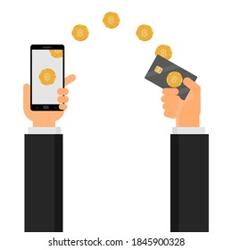 The electronic moneys transfer to digital card. 